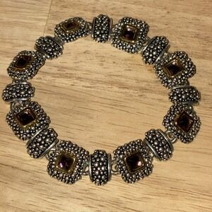 Premier Designs Link Bracelet Magnetic Textured Pebbled Bali Style Jewelry 7.5"‎